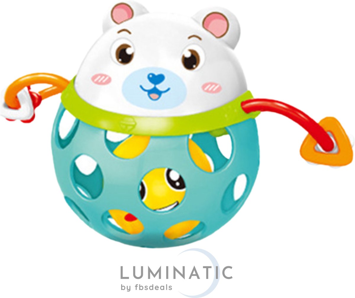 Baby Rammelaar - Oball - Baby Bal - Bal Rammelaar - Dieren Rammelaar - Speelgoed Rammelaar - Ontwikkeling en Educatief Speelgoed - Speelgoed 3 jaar - Dieren Speelgoed Kinderen | Luminatic® | Turqoise/Wit